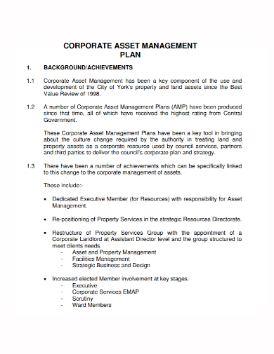 basic corporate asset management plan
