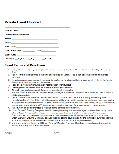 basic private event contract