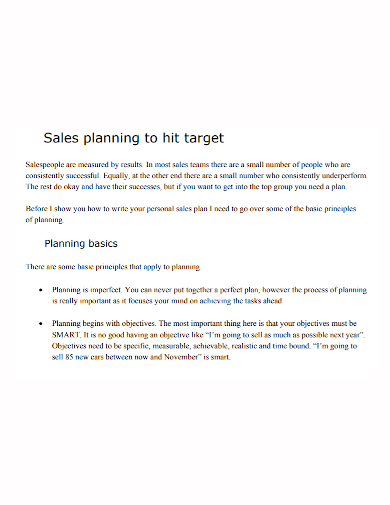 basic target sales plan