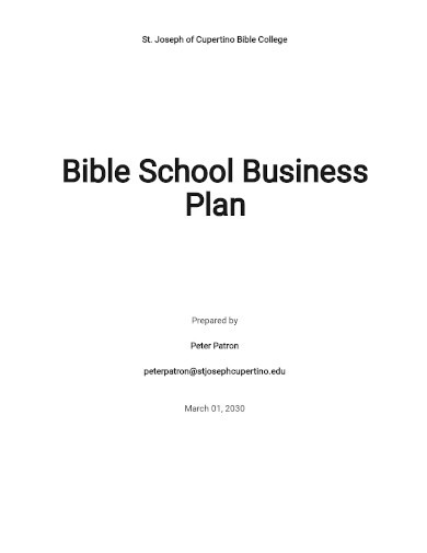bible school business plan