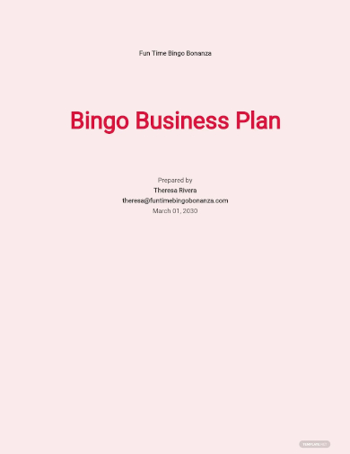 bingo business plan template