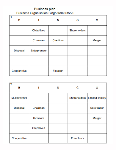 bingo organisation business plan