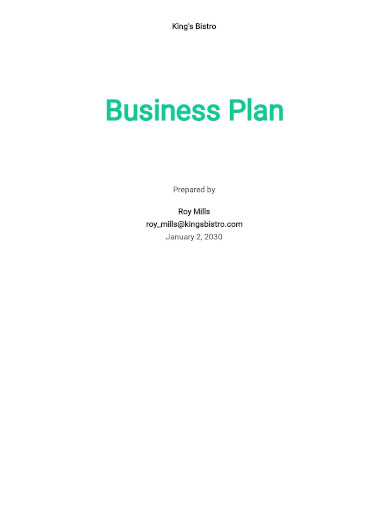 bistro business plan