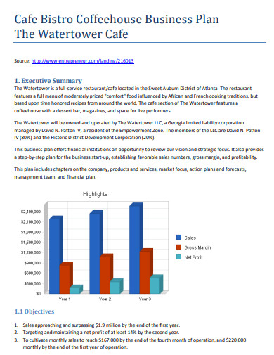 bistro coffee house business plan