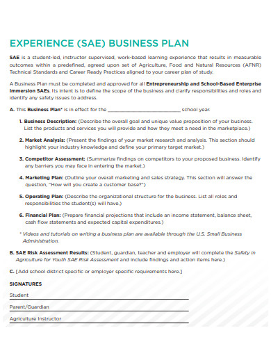 blank business plan example