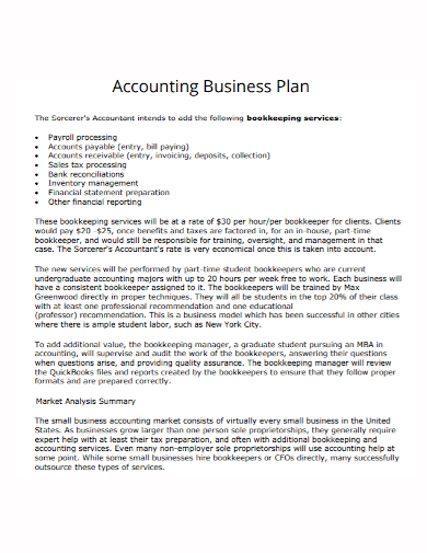 bookkeeping services business plan