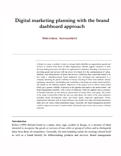 brand management digital marketing plan