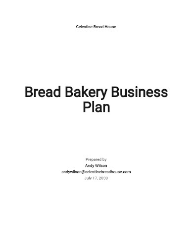 bread bakery business plan