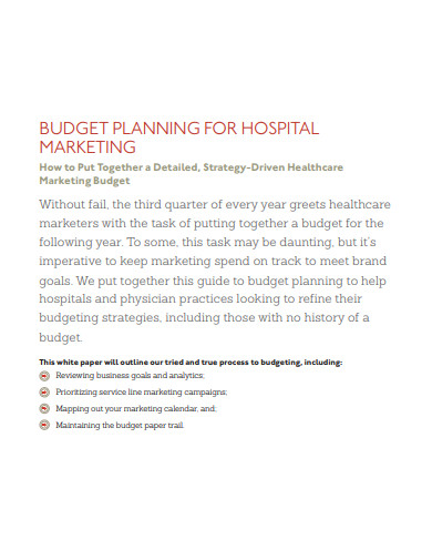 budget planning healthcare marketing