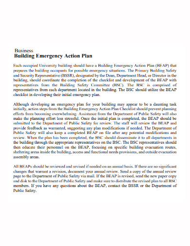 business building emergency action plan