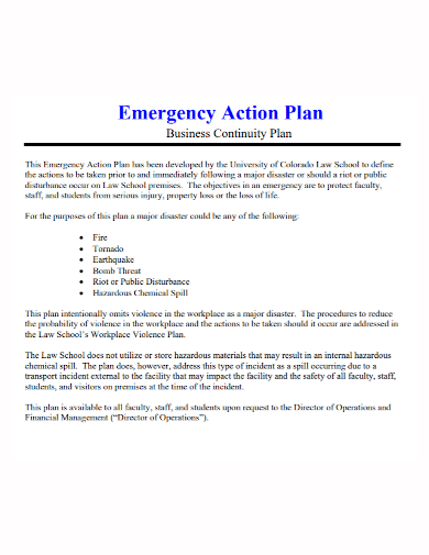 business continuity emergency action plan