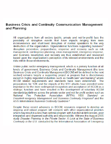 business management crisis communication plan