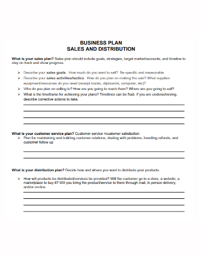 business sales and distribution plan