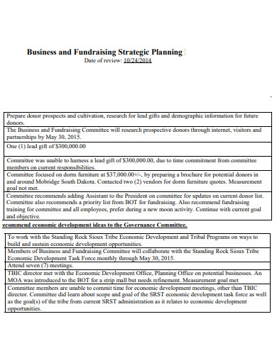 business and fundraising strategic plan