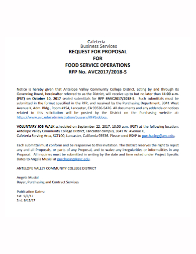 cafeteria food service business proposal
