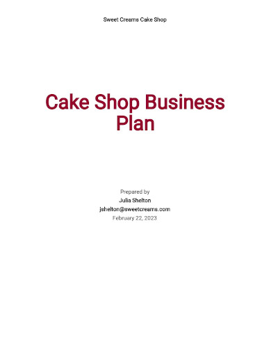 cake shop business plan