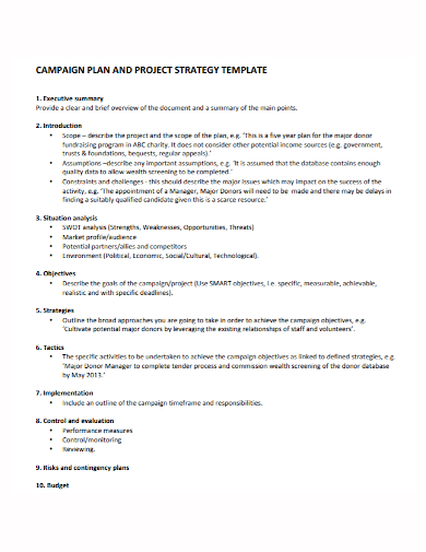 campaign project strategy plan