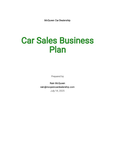 car sales business plan