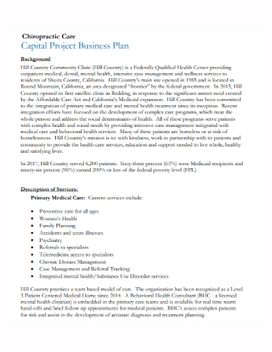 chiropractic care project business plan