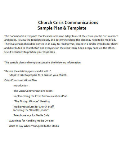 church crisis communications plan