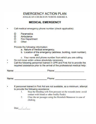 church medical emergency action plan