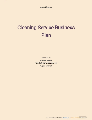 cleaning service business plan template