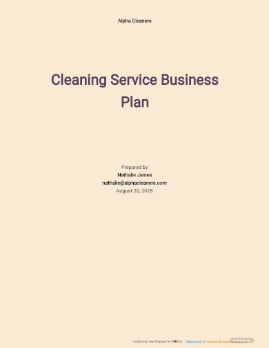 business plan cleaning business