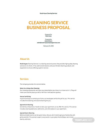 cleaning service business proposal template