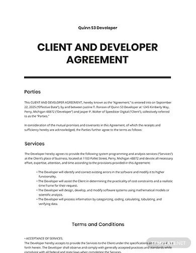 client and developer agreement