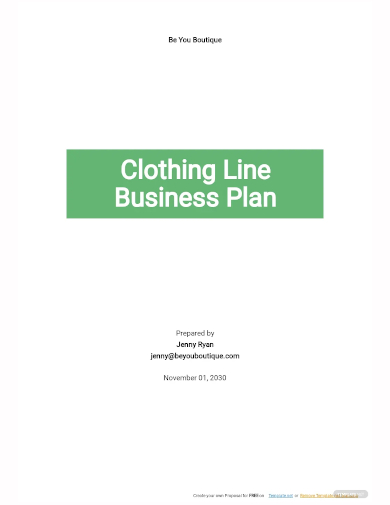 clothing line business plan template