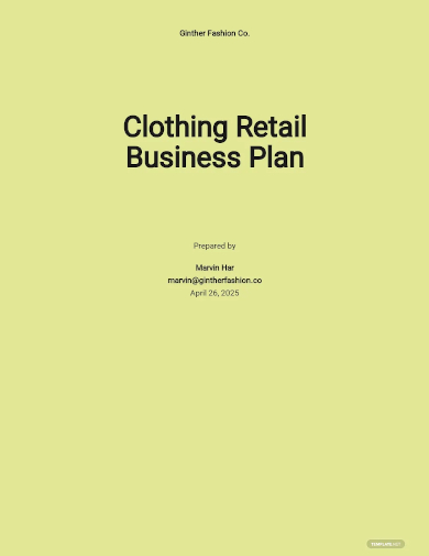 clothing retail business plan template