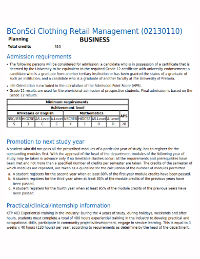 clothing retail management business plan