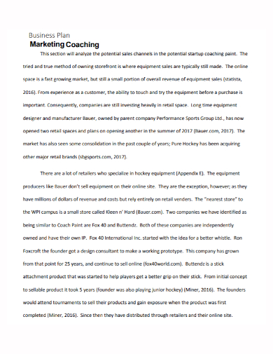 coach business marketing plan