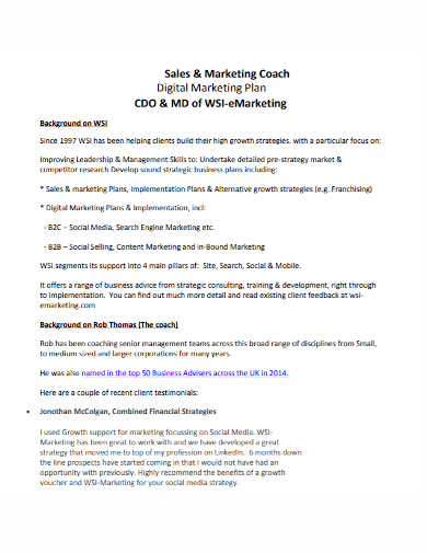 coach digital marketing plan