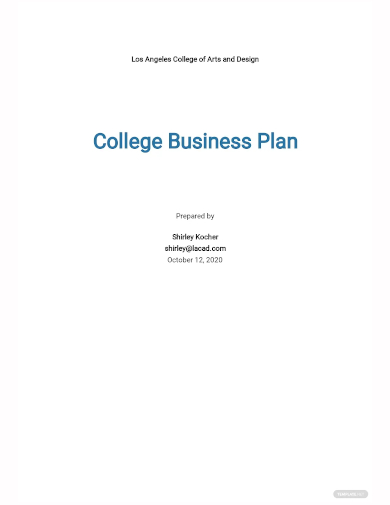 college business plan template