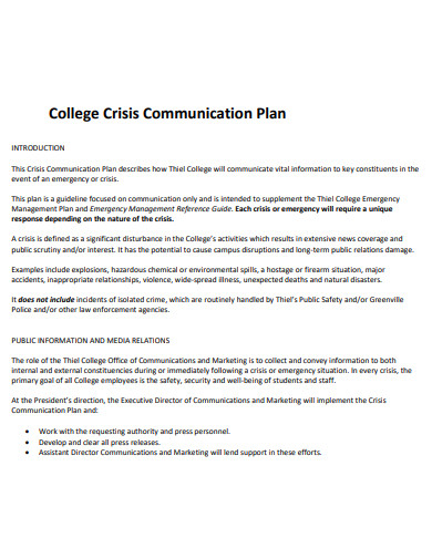 college crisis communication plan