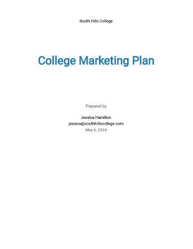 college marketing plan