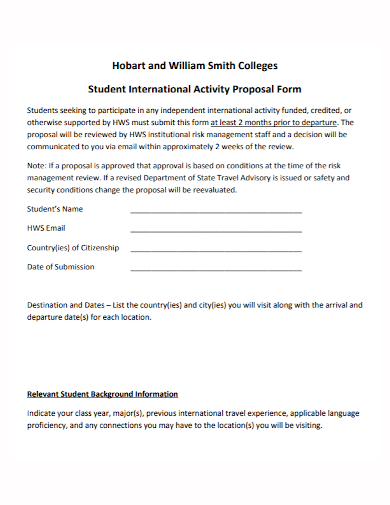 college student activity proposal