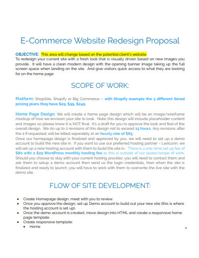commerce website client proposal