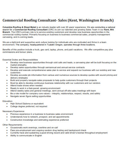 commercial roofing consultant sales plan