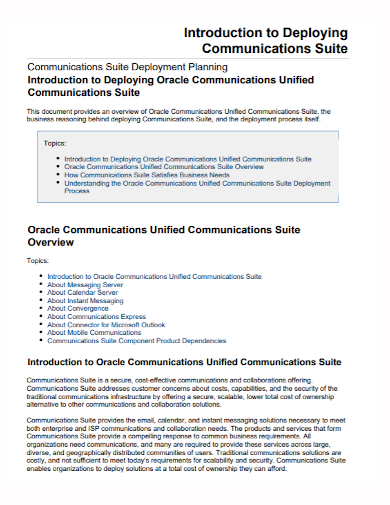 communication suite deployment plan