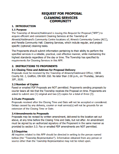community cleaning services request for proposal