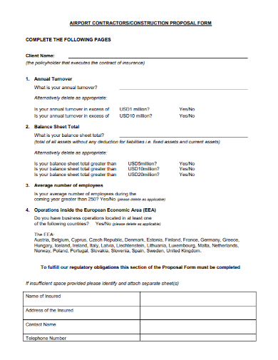 construction client proposal form
