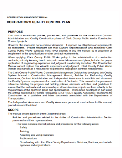 construction management quality control plan