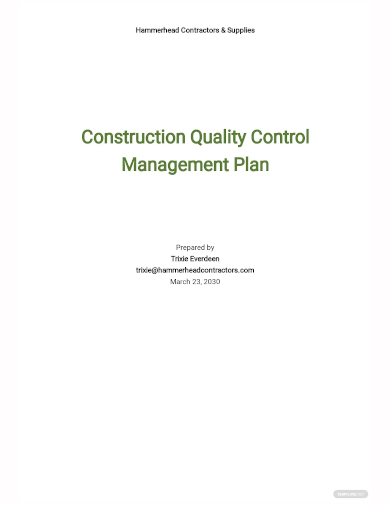 construction quality control management plan template
