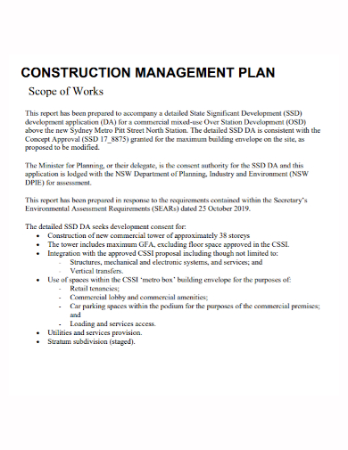 construction scope of work management plan