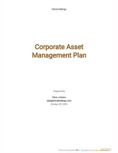 corporate asset management plan template