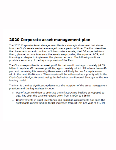 corporate asset management plan