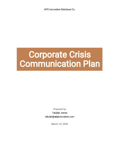 corporate crisis communication plan