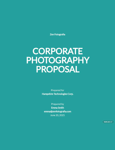 corporate photography proposal template